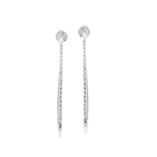 Judy Crowell Jewelry Sterling Silver Diamond Cut Rectangle Hoop Earrings