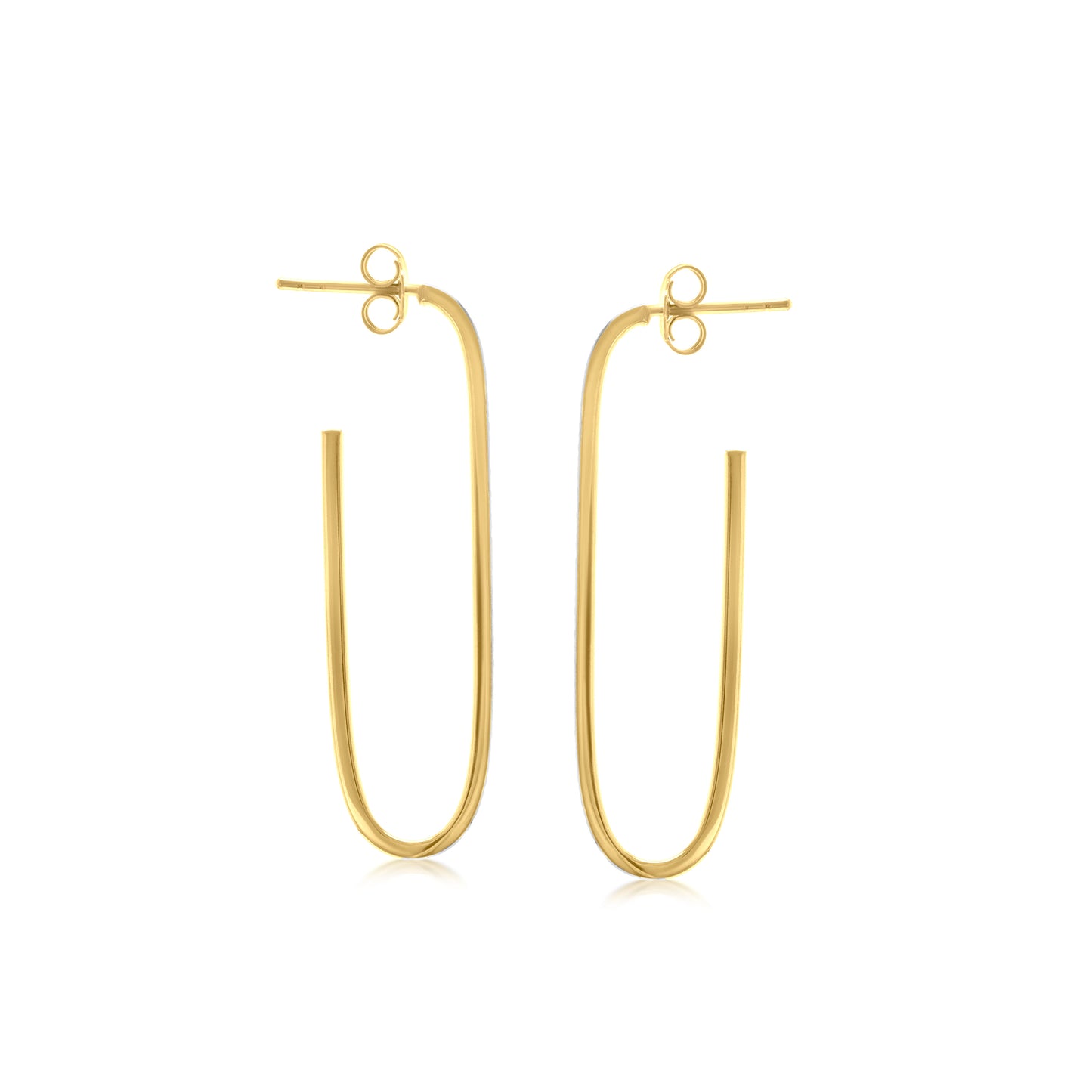 Judy Crowell Jewelry 14K Gold Over Sterling Silver Diamond Cut Rectangle Hoop Earrings