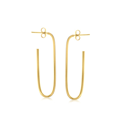 Judy Crowell Jewelry 14K Gold Over Sterling Silver Diamond Cut Rectangle Hoop Earrings
