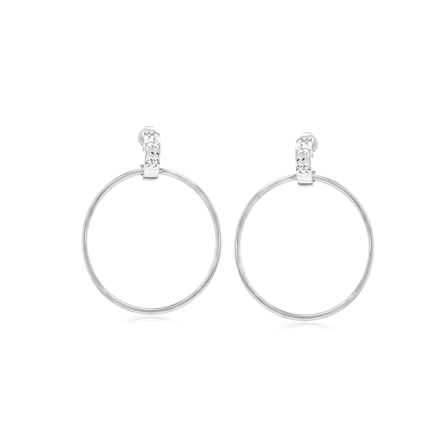 Judy Crowell Jewelry Sterling Silver Diamond Cut Post Circle Drop Earrings