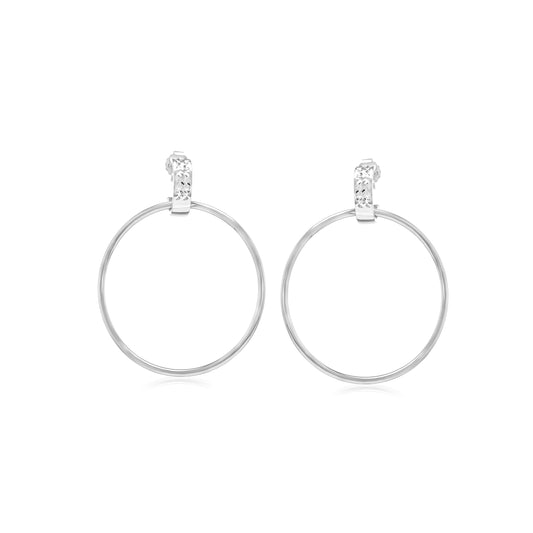 Judy Crowell Jewelry Sterling Silver Diamond Cut Post Circle Drop Earrings
