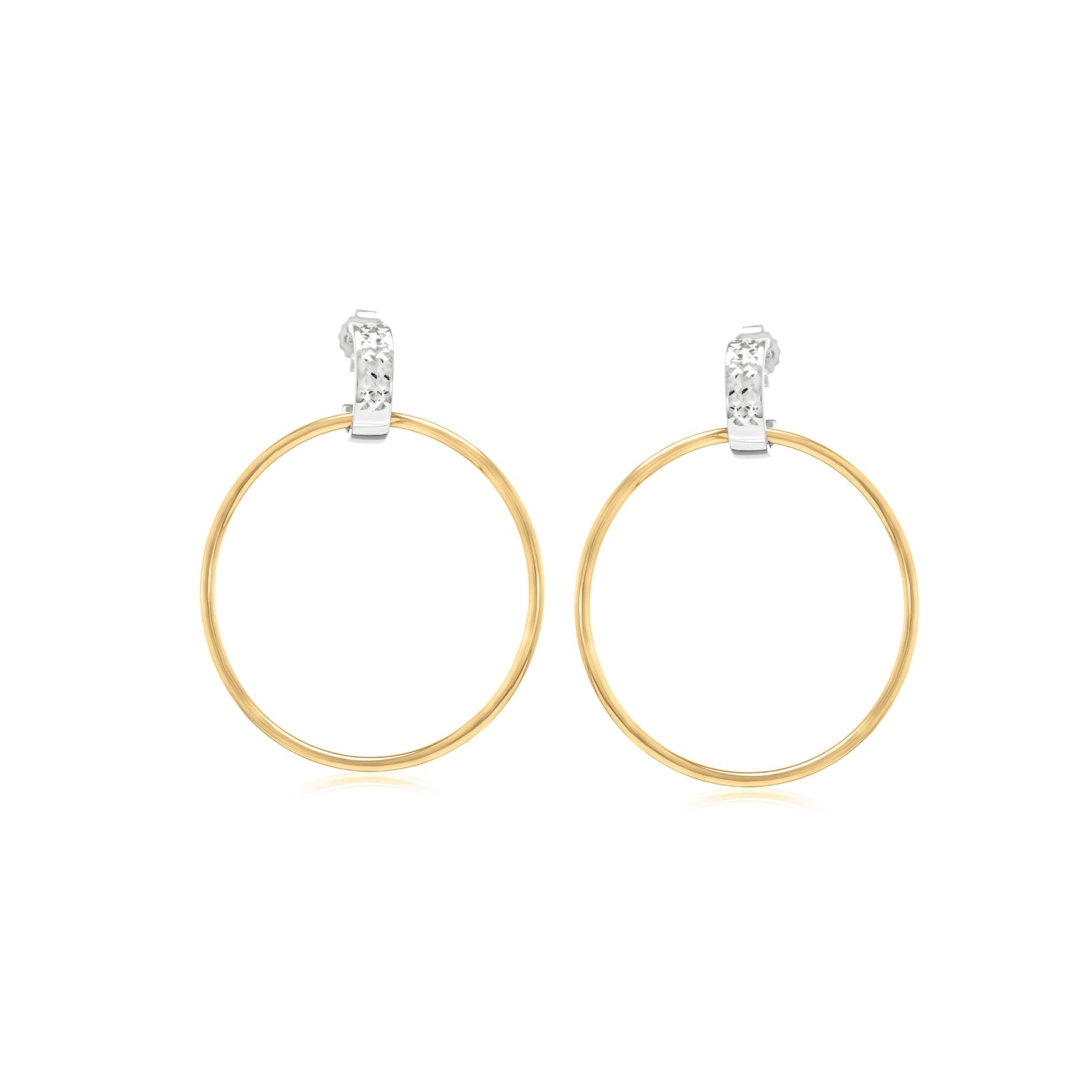 Judy Crowell Jewelry 14K Gold Over Sterling Silver Diamond Cut Post Circle Drop Earrings