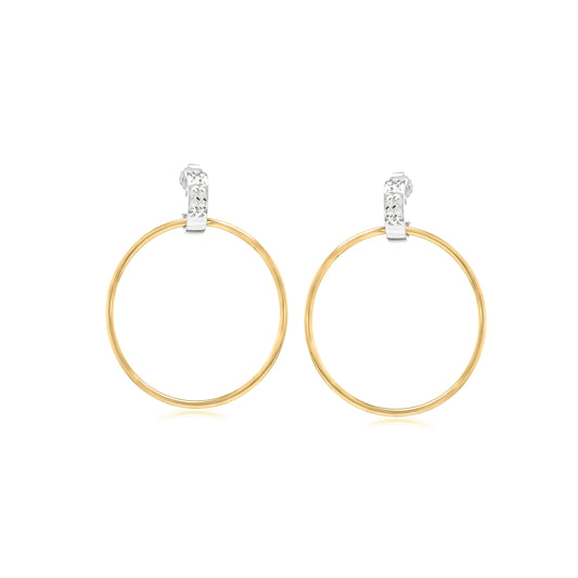 Judy Crowell Jewelry 14K Gold Over Sterling Silver Diamond Cut Post Circle Drop Earrings