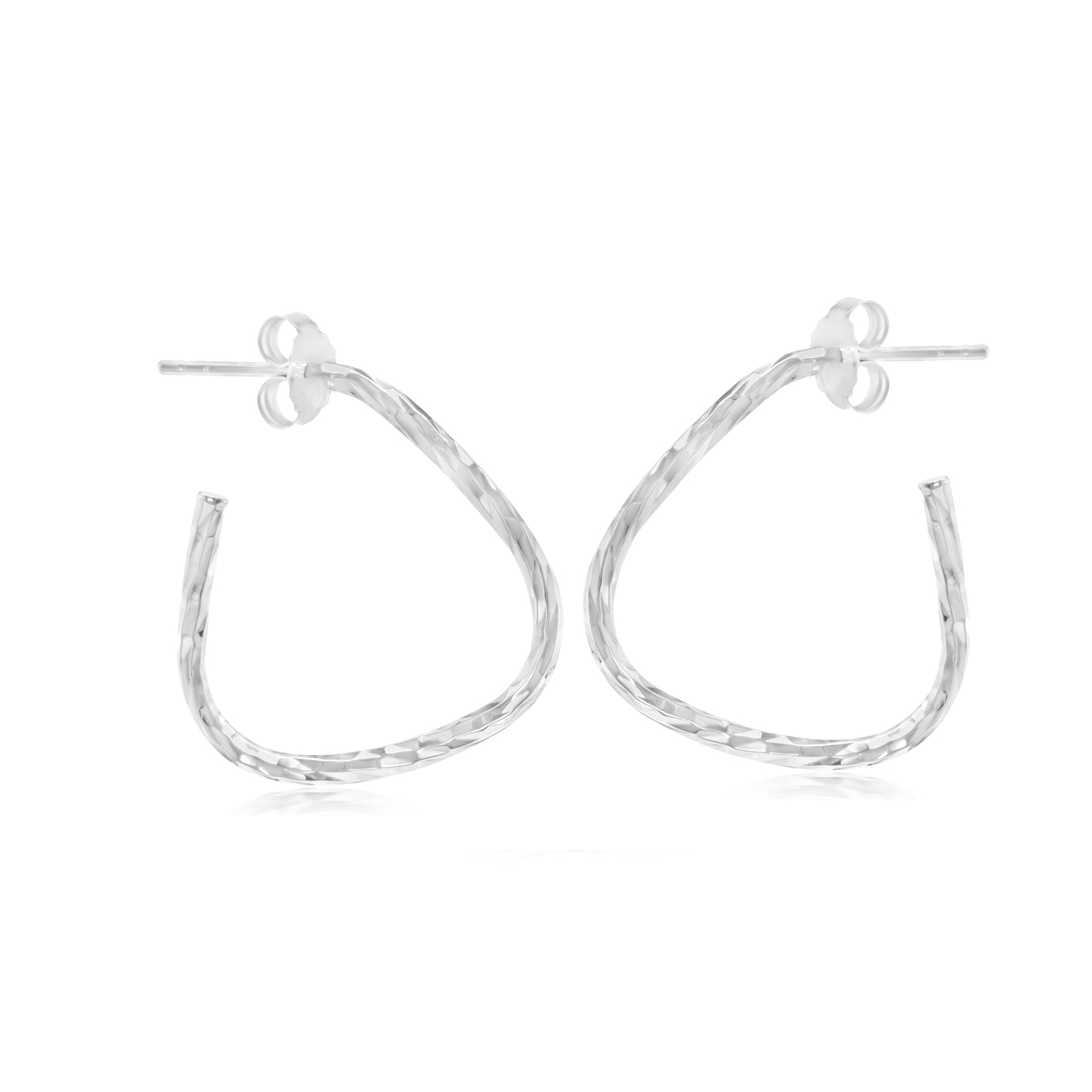 Judy Crowell Jewelry Sterling Silver Diamond Cut Open Triangle Hoop Earrings