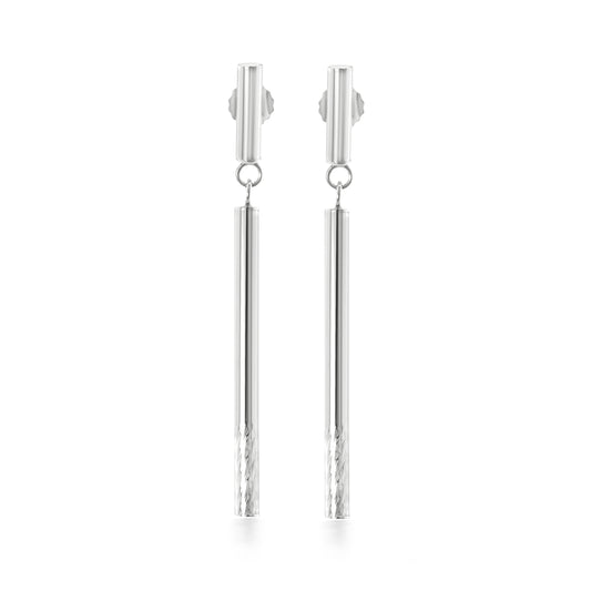 Judy Crowell Jewelry Sterling Silver Textured Bar Drop Earrings