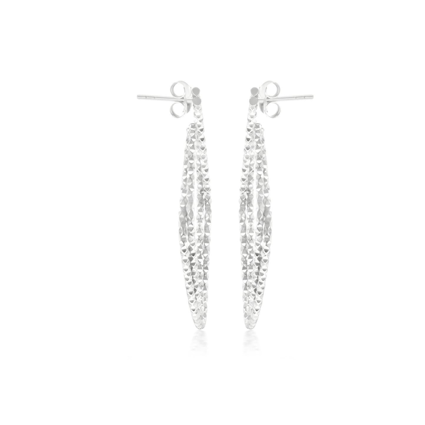 Judy Crowell Jewelry Sterling Silver Etched Diamond Shape Hoop Earrings