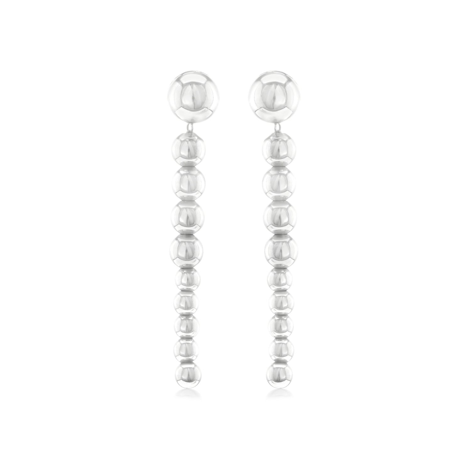 Judy Crowell Jewelry Sterling Silver Graduated Bead Drop Earrings