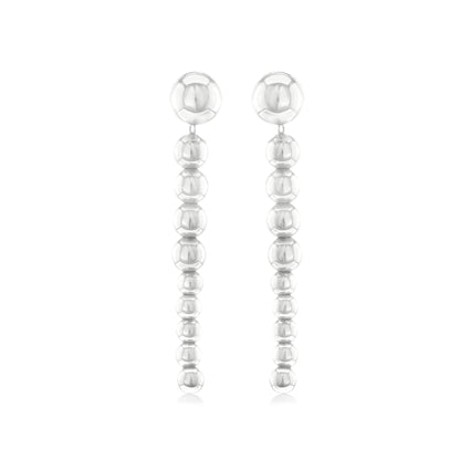 Judy Crowell Jewelry Sterling Silver Graduated Bead Drop Earrings