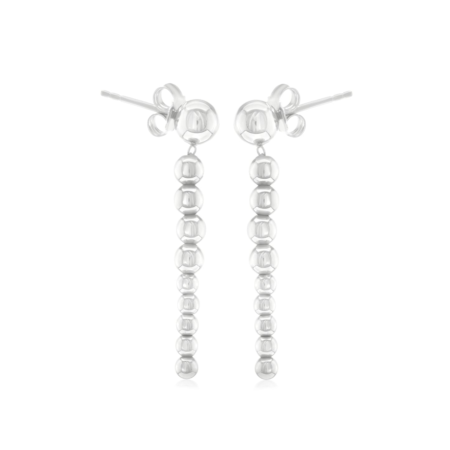 Judy Crowell Jewelry Sterling Silver Graduated Bead Drop Earrings