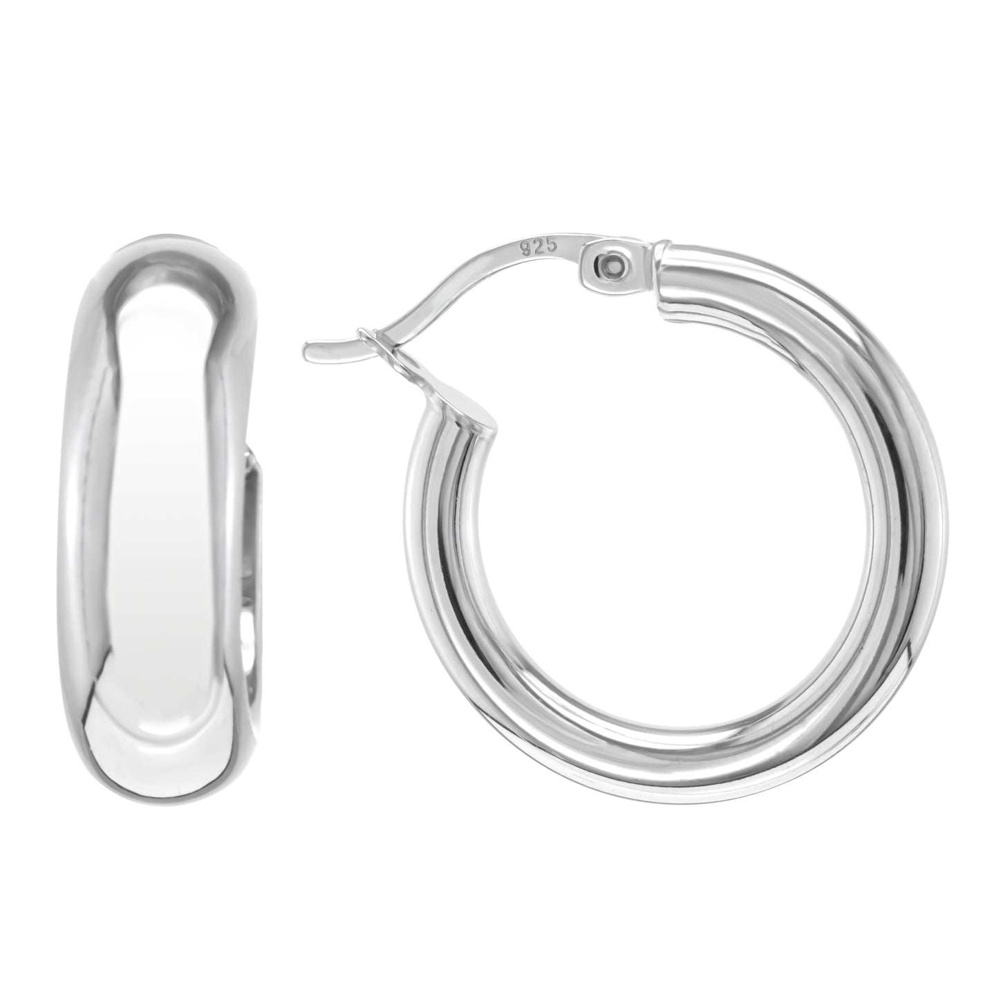 Judy Crowell Jewelry Sterling Silver Wide Tube Hoop Earrings