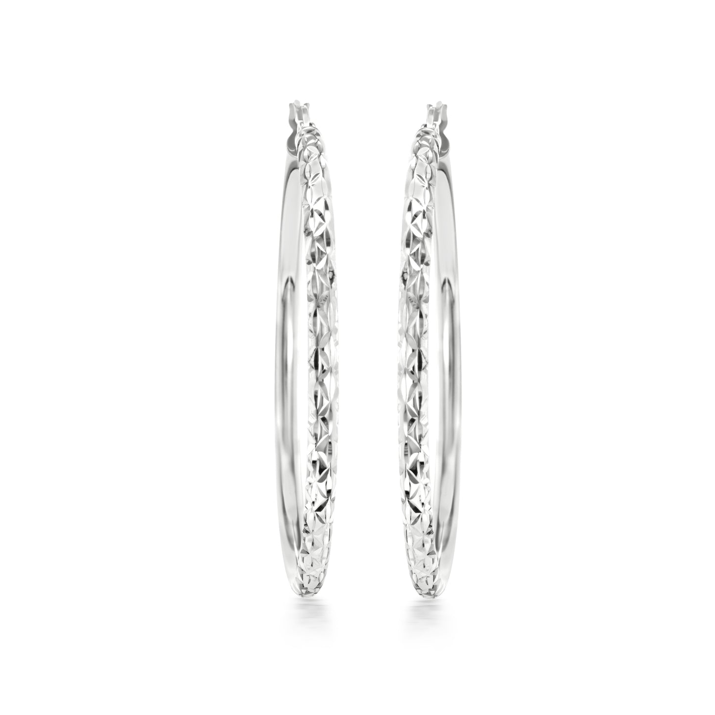 Judy Crowell Jewelry Sterling Silver Classic Diamond Cut Hoop Earrings