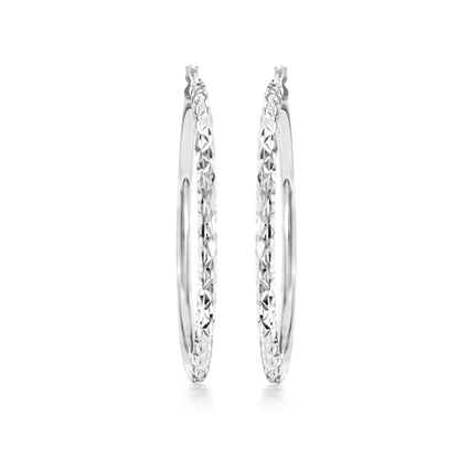 Judy Crowell Jewelry Sterling Silver Classic Diamond Cut Hoop Earrings