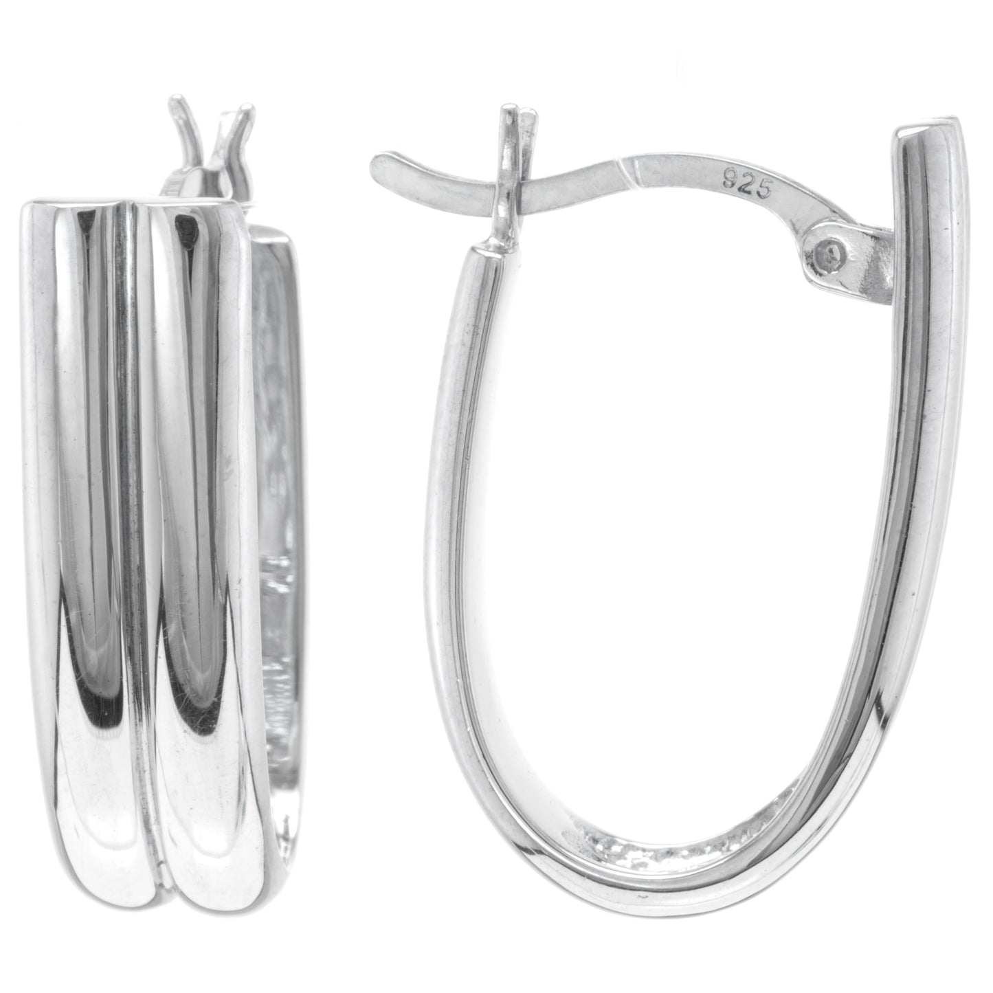 Judy Crowell Jewelry Sterling Silver Double U Tube Hoop Earrings