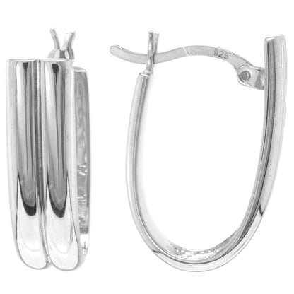 Judy Crowell Jewelry Sterling Silver Double U Tube Hoop Earrings