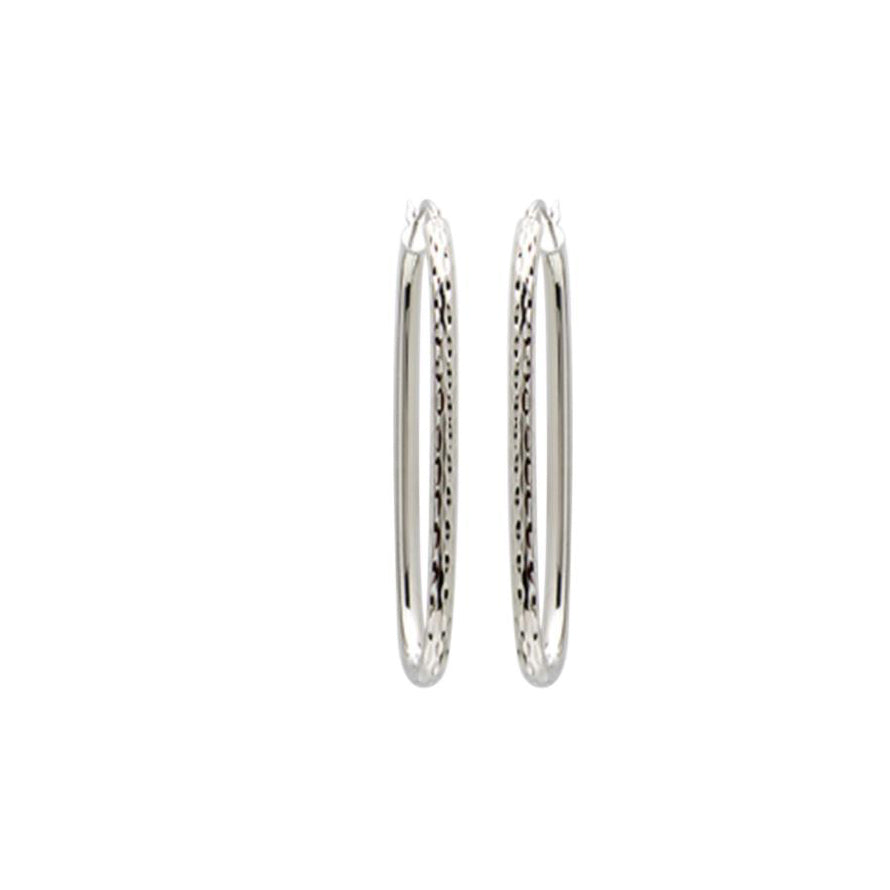 Judy Crowell Jewelry Sterling Silver Diamond Cut Rectangle Hoop Earrings
