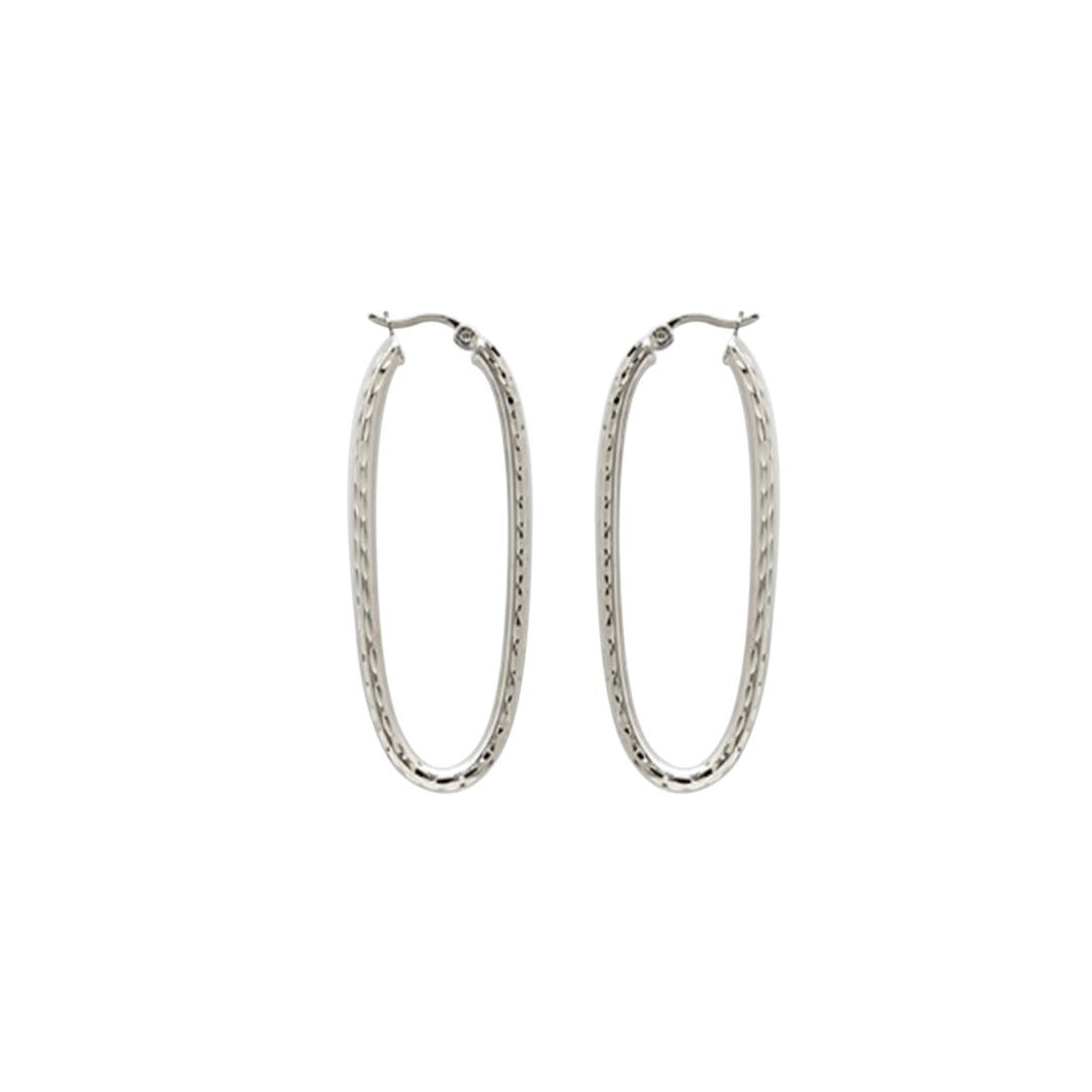 Judy Crowell Jewelry Sterling Silver Diamond Cut Rectangle Hoop Earrings