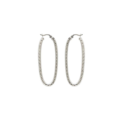Judy Crowell Jewelry Sterling Silver Diamond Cut Rectangle Hoop Earrings