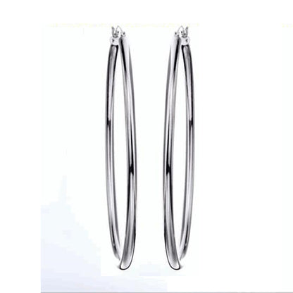 Judy Crowell Jewelry Sterling Silver Long Hoop Earrings