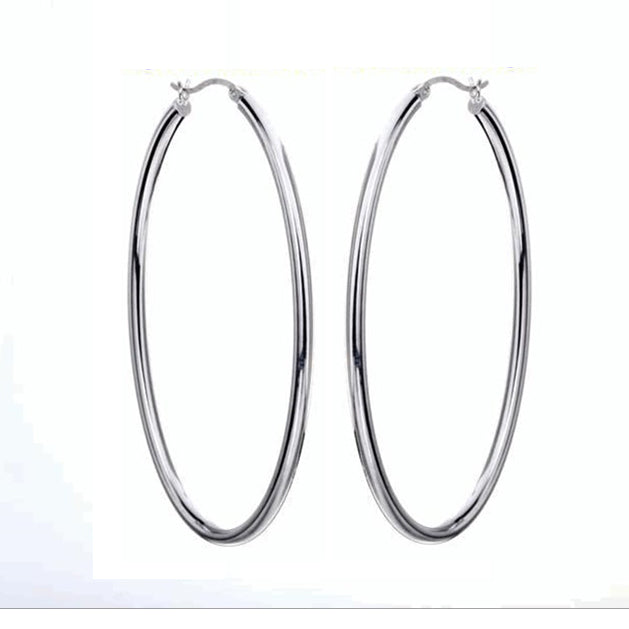 Judy Crowell Jewelry Sterling Silver Long Hoop Earrings
