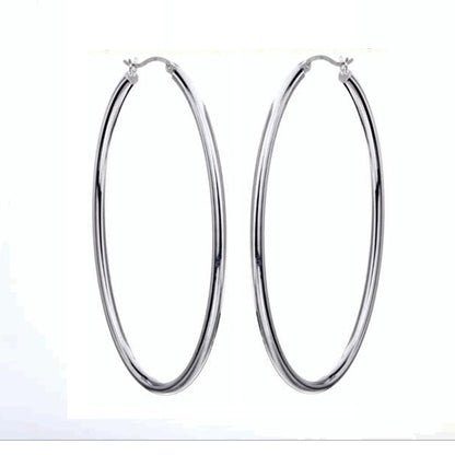 Judy Crowell Jewelry Sterling Silver Long Hoop Earrings