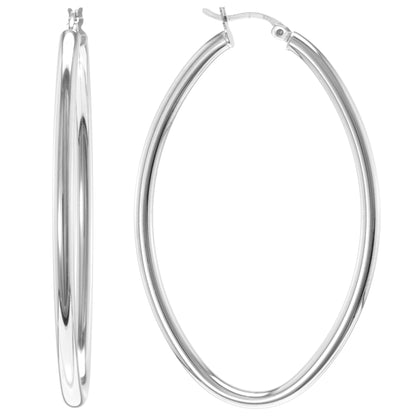 Judy Crowell Jewelry Sterling Silver Long Hoop Earrings