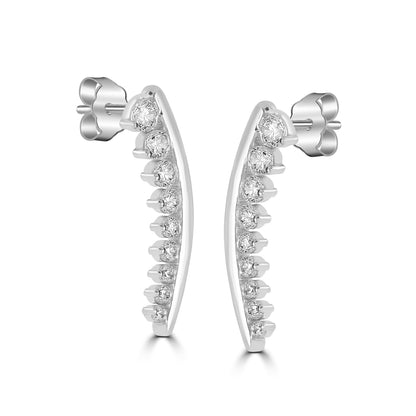 Judy Crowell Jewelry Sterling Silver Cubic Zirconia Crawler Earrings