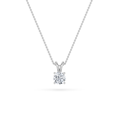 14K White Gold 1.0 CTTW Lab Grown Diamond Round Pendant Necklace