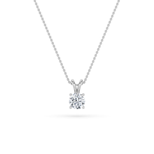 14K White Gold 1.0 CTTW Lab Grown Diamond Round Pendant Necklace