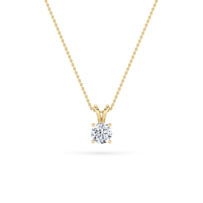 14K Gold 1.0 CTTW Lab Grown Diamond Round Pendant Necklace