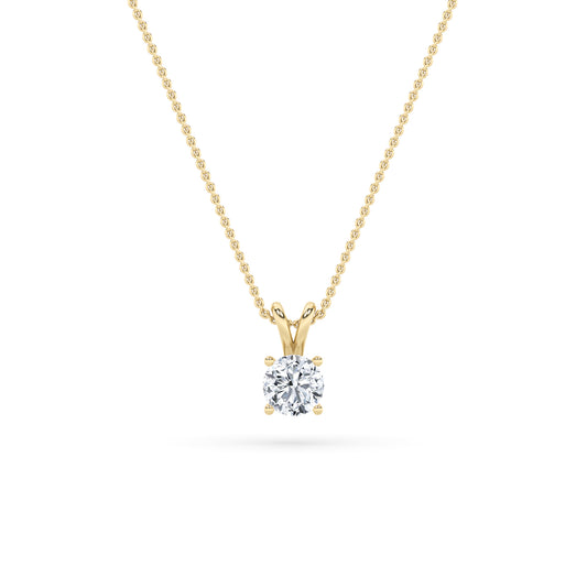 14K Gold 1.0 CTTW Lab Grown Diamond Round Pendant Necklace