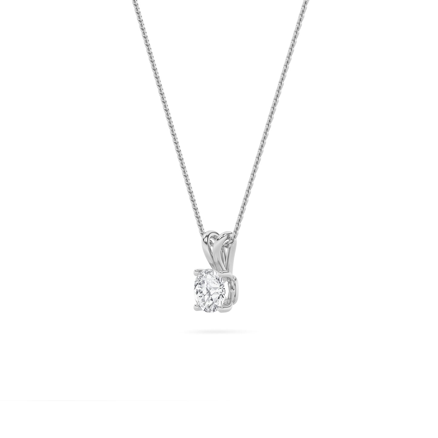 14K White Gold 3.0 CTTW Lab Grown Diamond Round Pendant Necklace