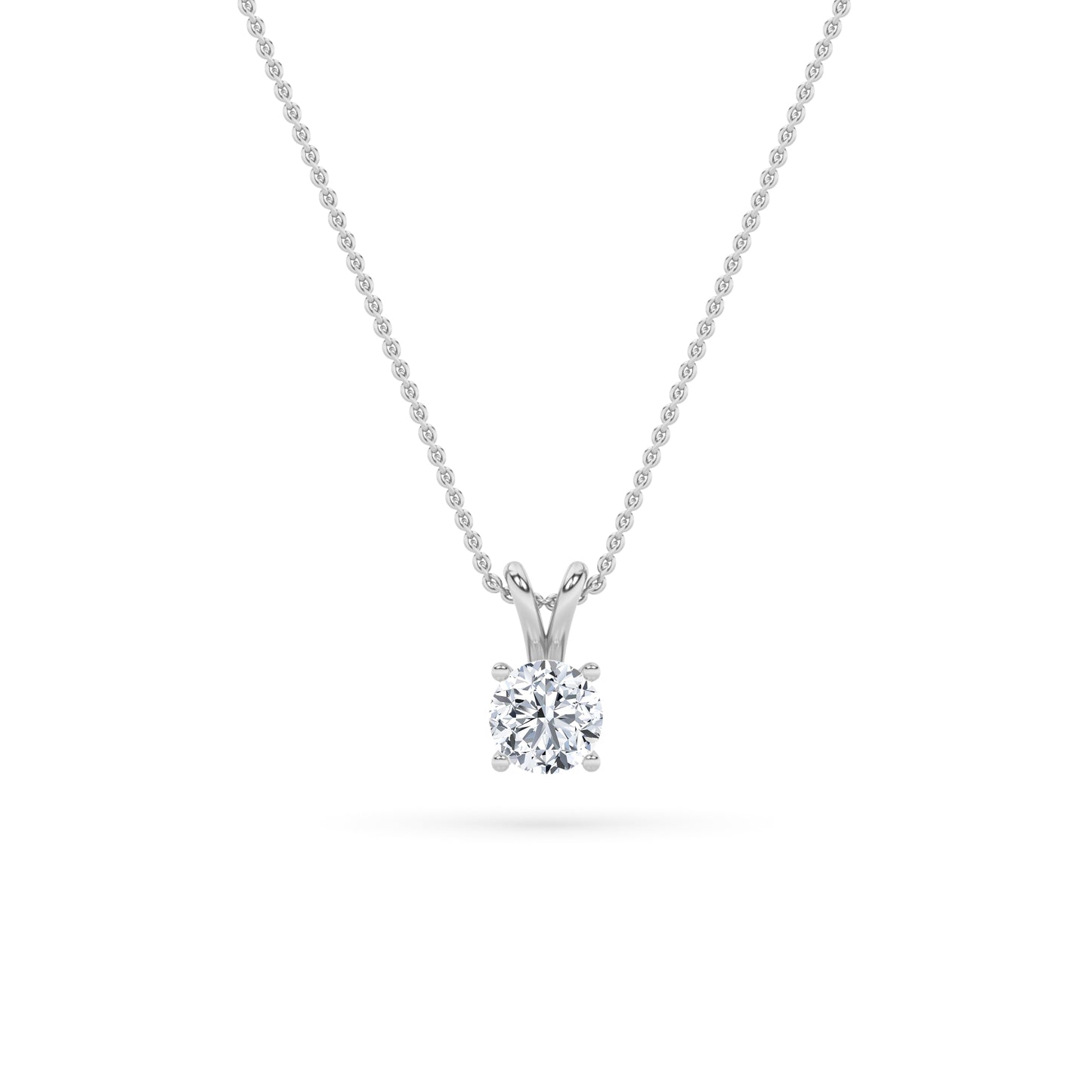 14K White Gold 3.0 CTTW Lab Grown Diamond Round Pendant Necklace