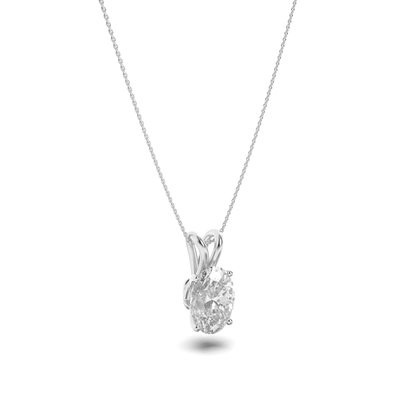 14K White Gold 1.0 CTTW Lab Grown Diamond Oval Pendant Necklace