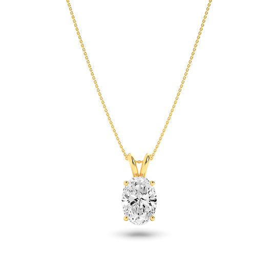 14K Gold 1.0 CTTW Lab Grown Diamond Oval Pendant Necklace