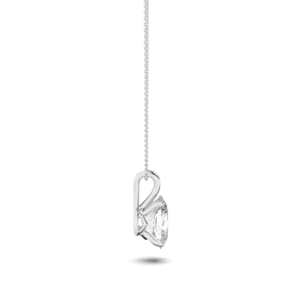 14K White Gold 3.0 CTTW Lab Grown Diamond Oval Pendant Necklace