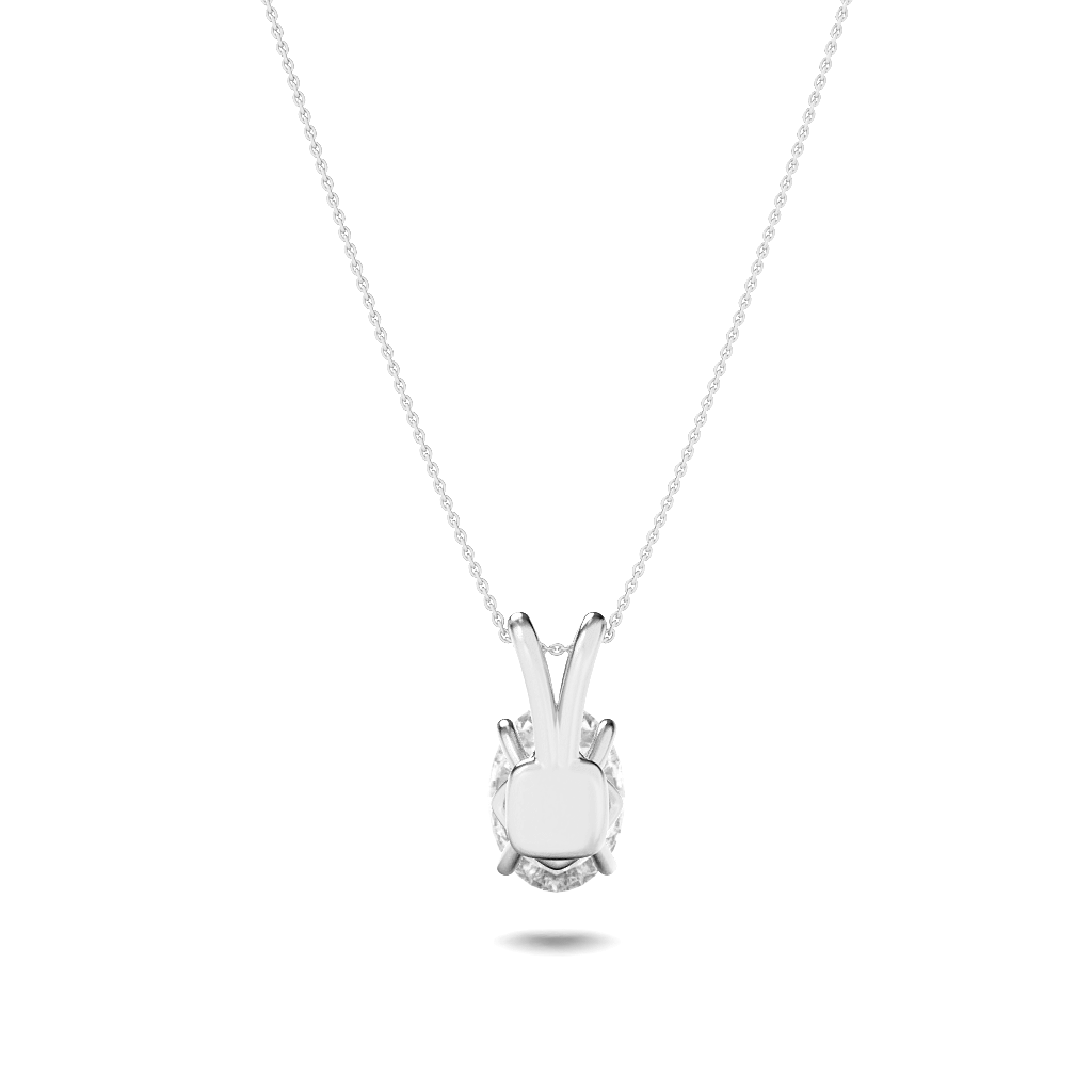 14K White Gold 3.0 CTTW Lab Grown Diamond Oval Pendant Necklace