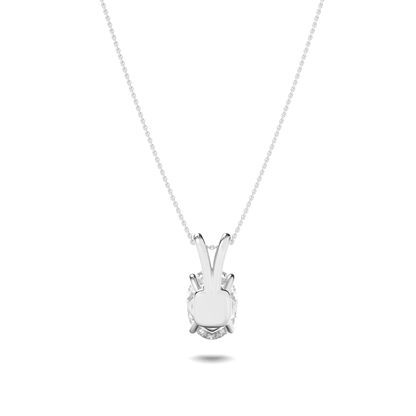 14K White Gold 3.0 CTTW Lab Grown Diamond Oval Pendant Necklace