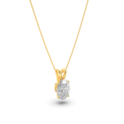 14K Gold 3.0 CTTW Lab Grown Diamond Oval Pendant Necklace