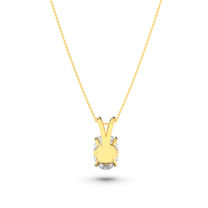 14K Gold 3.0 CTTW Lab Grown Diamond Oval Pendant Necklace