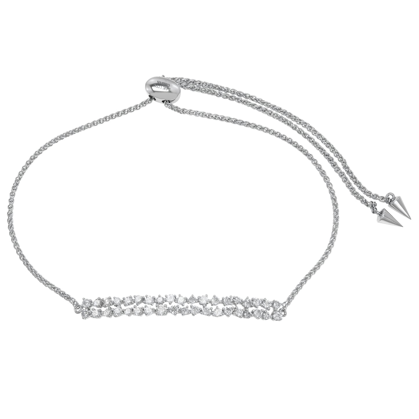 14K White Gold .53 Carat Double-Row Diamond Array Bolo Bracelet