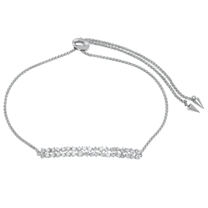 14K White Gold .53 Carat Double-Row Diamond Array Bolo Bracelet