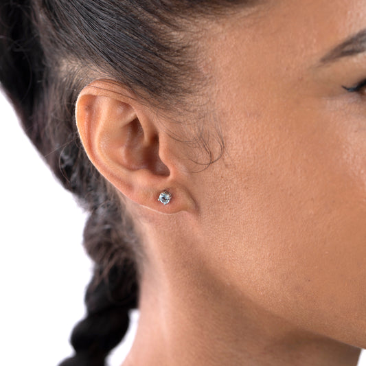 Sterling Silver Amethyst, Blue Topaz and White Topaz Stud Earring Set