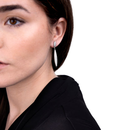 Judy Crowell Jewelry Sterling Silver Long Marquis Cubic Zirconia Drop Earrings