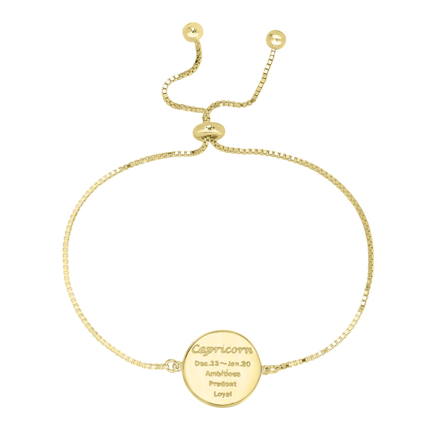 14K Gold Over Brass Capricorn Zodiac Crystal Bracelet with Adjustable Chain, 5 to 9 Inches