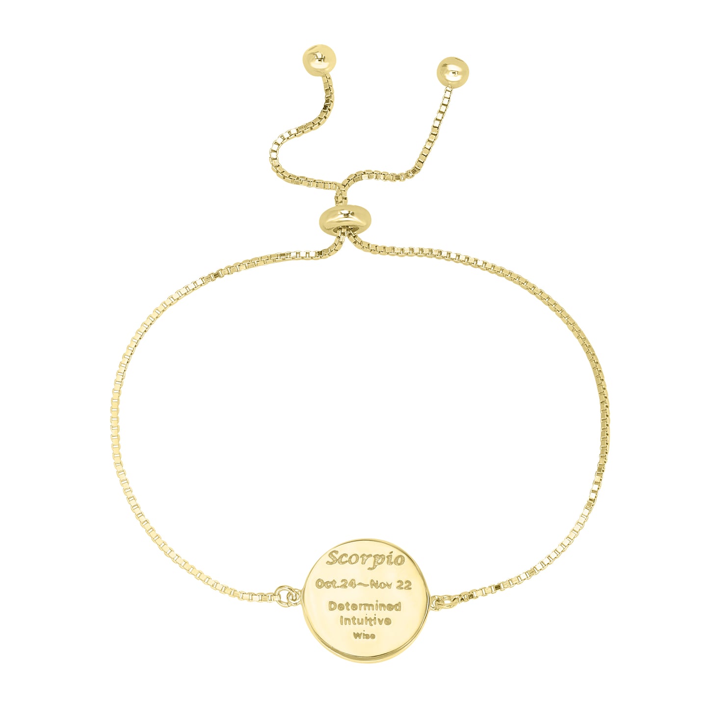 14K Gold Over Brass Scorpio Zodiac Crystal Bracelet with Adjustable Chain, 5 to 9 Inches