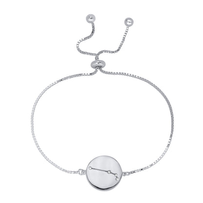 Sterling Silver or 14K Gold Over Sterling Silver Aries Zodiac Crystal Bracelet with Adjustable Chain, 5 to 9 Inches