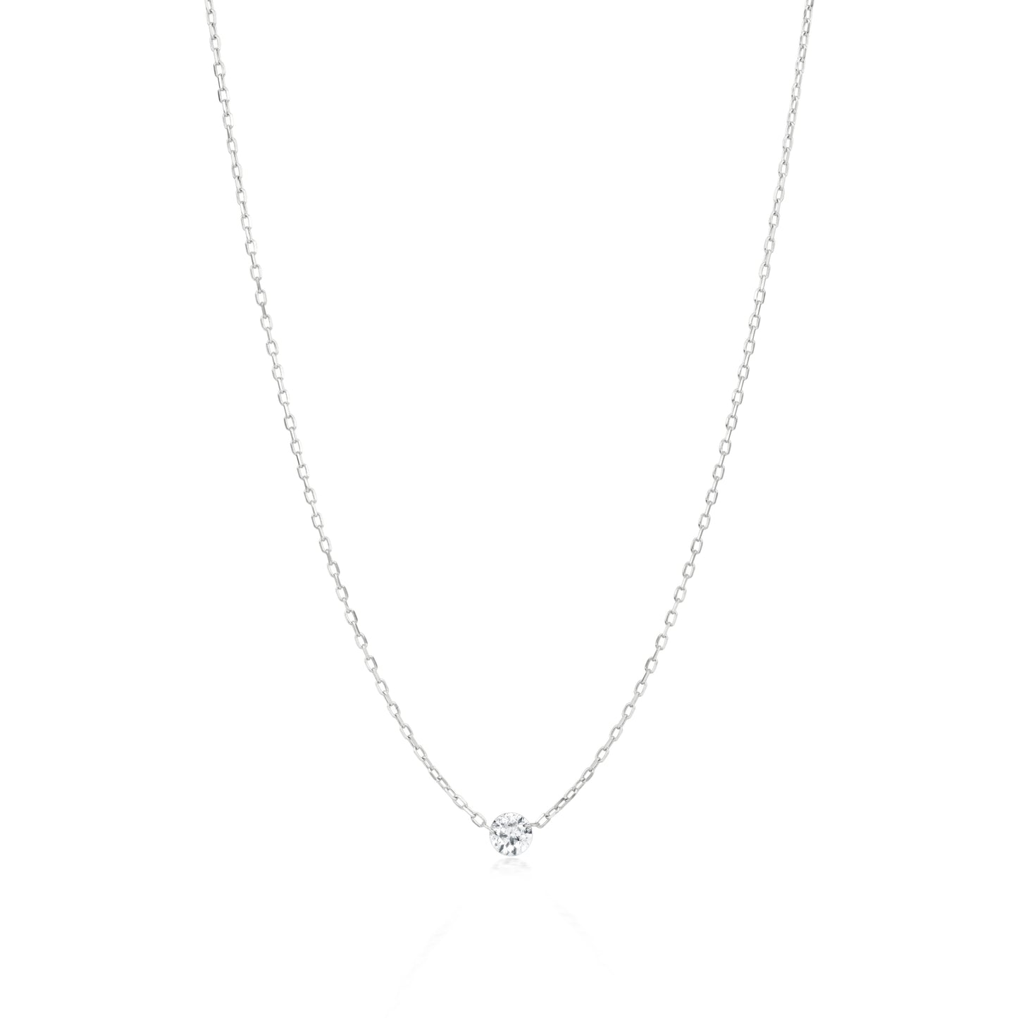 Gemistry Womens or Girls 18K White Gold & Diamond Circle Drop Necklace 0.3 Ct TW April Birthstone Month, Jewelry Gift For Her (IJ color and SI clarity)