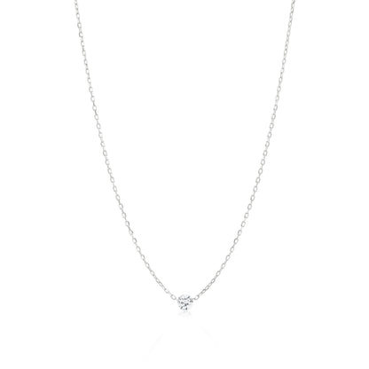 Gemistry Womens or Girls 18K White Gold & Diamond Circle Drop Necklace 0.3 Ct TW April Birthstone Month, Jewelry Gift For Her (IJ color and SI clarity)