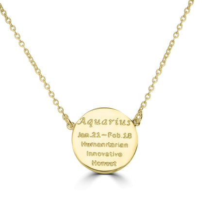 14K Gold Over Brass Aquarius Zodiac Crystal Pendant Necklace, 16 to 20 Inches