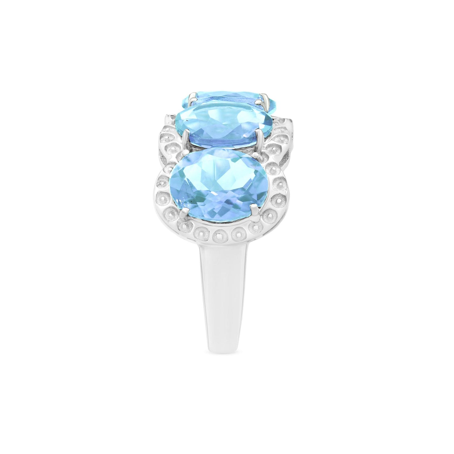 Sterling Silver Sky Blue Topaz 3-Stone Oval-Cut Ring, Sizes 5.5 to 9